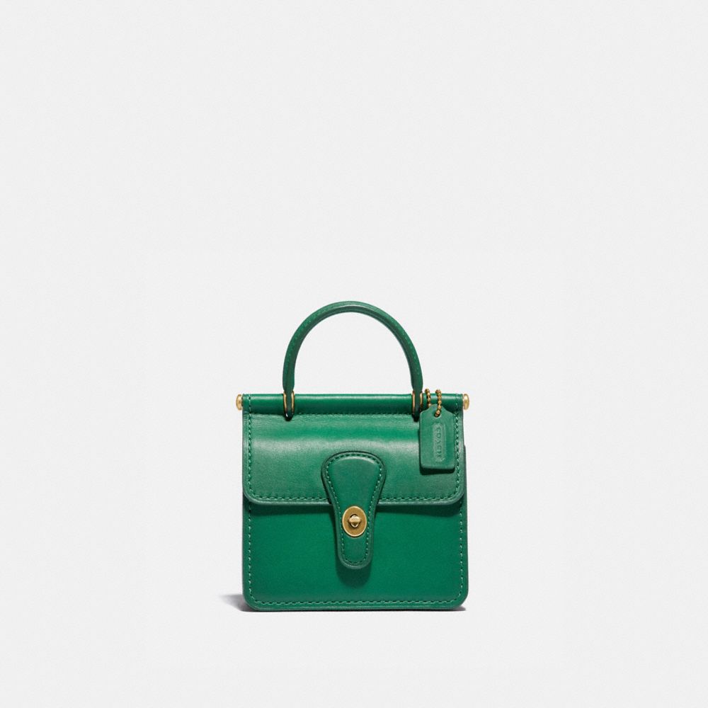 COACH®,MINI WILLIS,Leather,Mini,Brass/Green,Front View