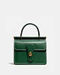 COACH®,WILLIS TOP HANDLE 18,Smooth Leather,Medium,Brass/Hunter Green,Front View