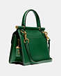 COACH®,WILLIS TOP HANDLE 18,Smooth Leather,Medium,Brass/Hunter Green,Angle View