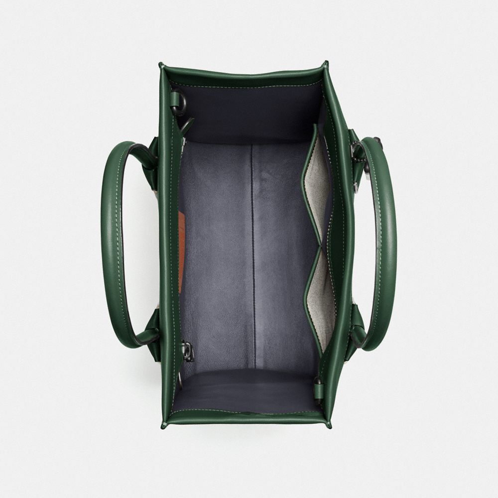 COACH®,CASHIN CARRY TOTE,Leather,X-Large,Brass/Hunter Green,Inside View,Top View