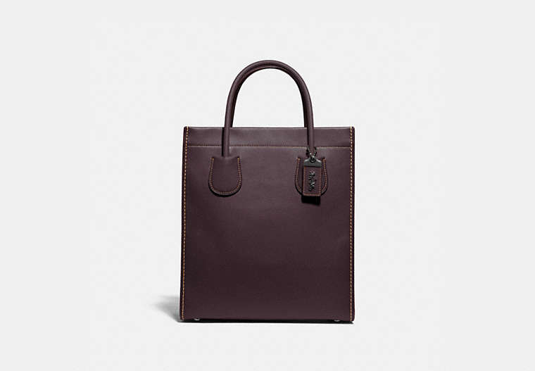 COACH®,CASHIN CARRY TOTE,Leather,X-Large,Pewter/Oxblood,Front View