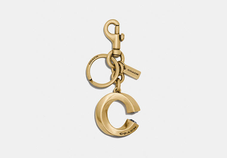 COACH®,TWISTED SIGNATURE BAG CHARM,Metal,Gold/Gold,Front View