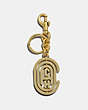 COACH®,SPINNING COACH RETRO GRAPHIC BAG CHARM,Metal,Gold,Front View
