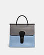 COACH®,WILLIS TOP HANDLE IN COLORBLOCK,Leather,Medium,Pewter/Cornflower Multi,Front View