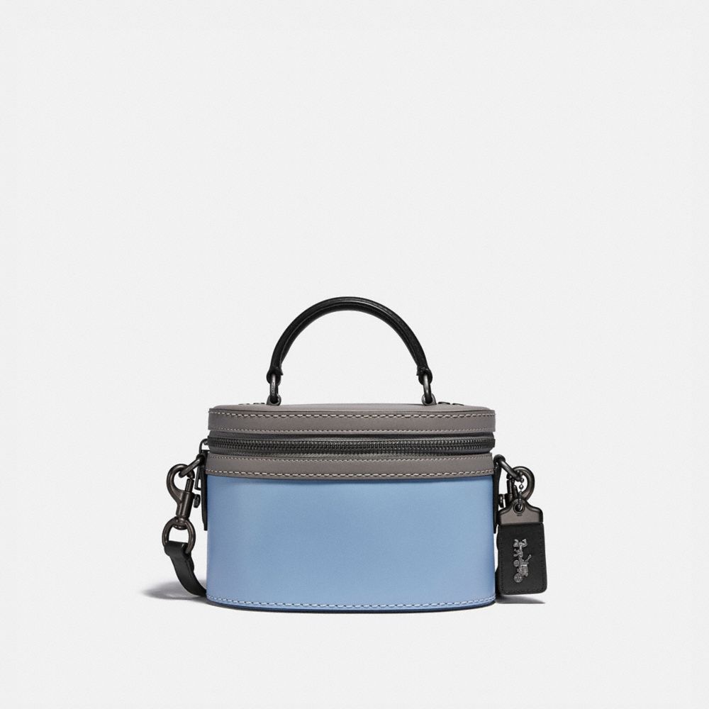 COACH®,TRAIL BAG IN COLORBLOCK,Leather,Small,Pewter/Cornflower Multi,Front View