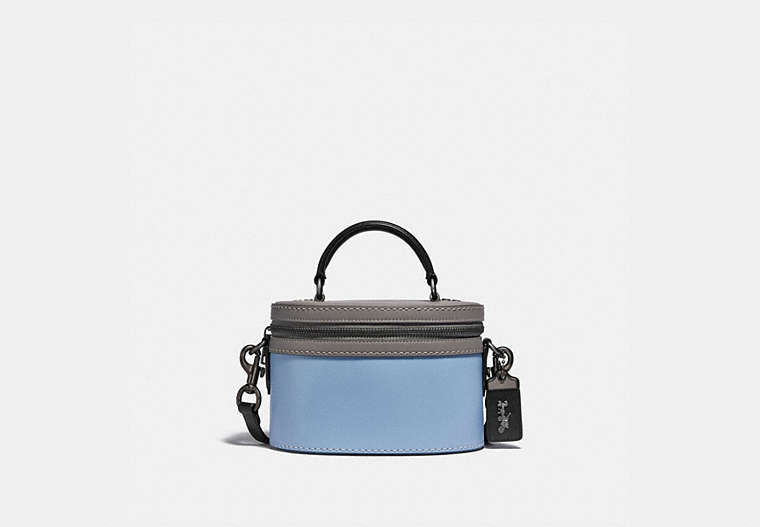 COACH®,TRAIL BAG IN COLORBLOCK,Leather,Small,Pewter/Cornflower Multi,Front View