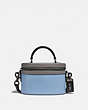 COACH®,TRAIL BAG IN COLORBLOCK,Leather,Small,Pewter/Cornflower Multi,Front View