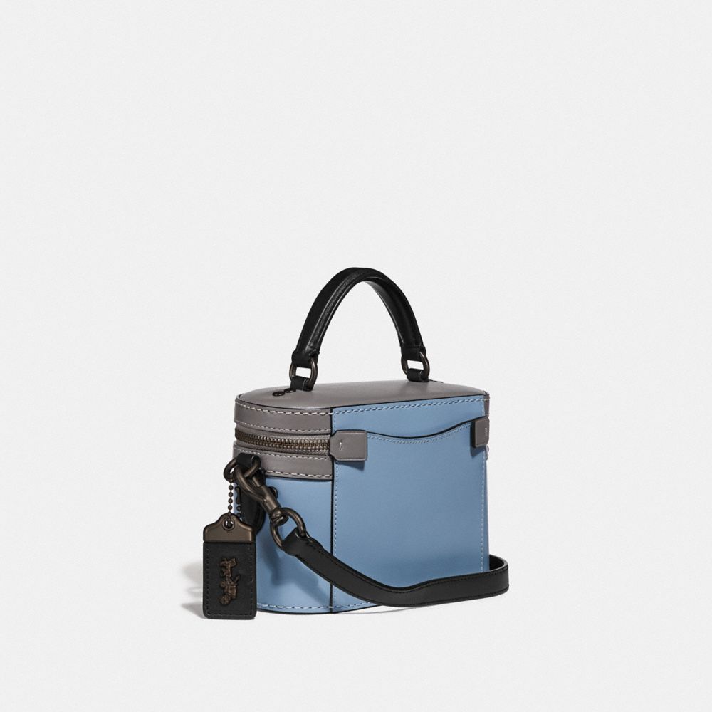 COACH®,TRAIL BAG IN COLORBLOCK,Leather,Small,Pewter/Cornflower Multi,Angle View