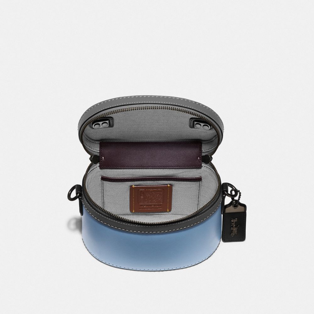 COACH®,TRAIL BAG IN COLORBLOCK,Leather,Small,Pewter/Cornflower Multi,Inside View,Top View