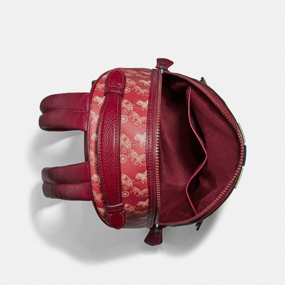 COACH®,Barrow Backpack With Horse And Carriage Print And Varsity Stripe,,Inside View,Top View