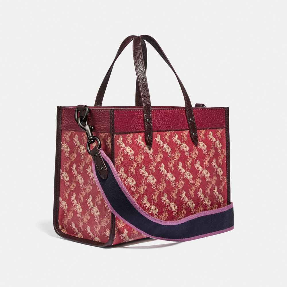 COACH®,Field Tote 30 With Horse And Carriage Print And Varsity Stripe,,Angle View