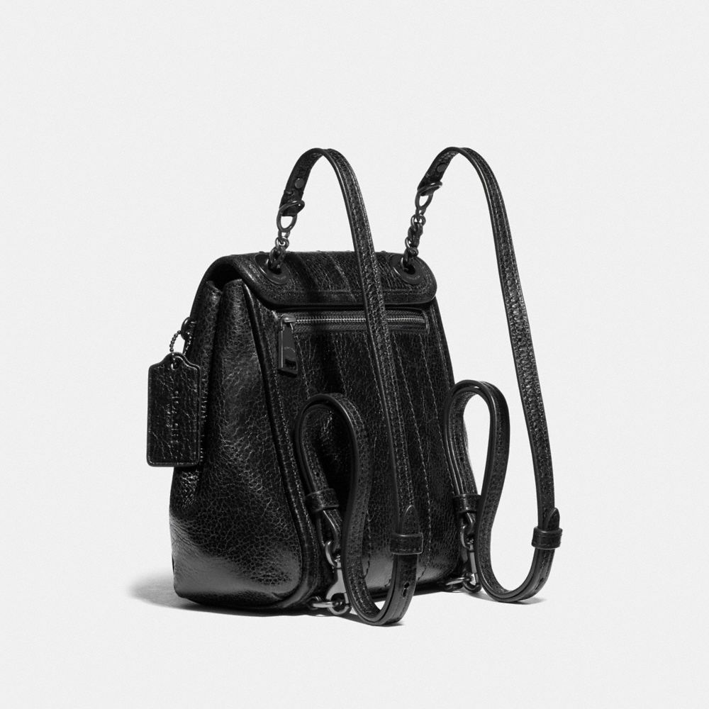 COACH®,MELODY BACKPACK WITH QUILTING,Leather,Small,Pewter/Black,Angle View