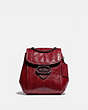 COACH®,MELODY BACKPACK WITH QUILTING,Leather,Small,Pewter/Deep Red,Front View