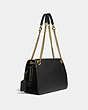 COACH®,BRYANT CONVERTIBLE CARRYALL,Smooth Leather/Pebble Leather/Suede,Large,Brass/Black,Angle View