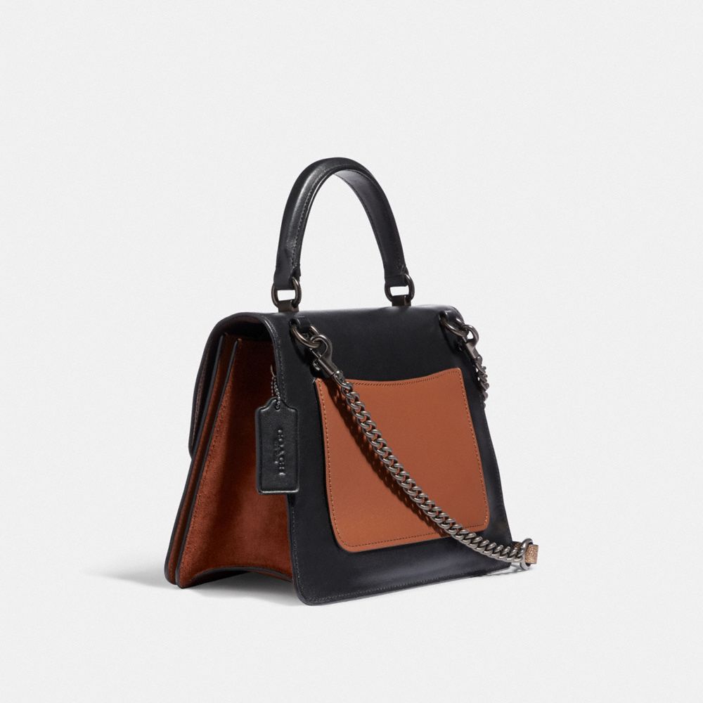 COACH Parker Top Handle With Signature Canvas Patchwork Stripes And Snakeskin Detail COACH