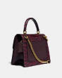 COACH®,PARKER TOP HANDLE IN BLOCKED SNAKESKIN,Smooth Leather/Exotic,Medium,Brass/Deep Red,Angle View