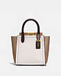 COACH®,TROUPE TOTE 16 IN COLORBLOCK,Leather,Medium,Brass/Chalk Multi,Front View