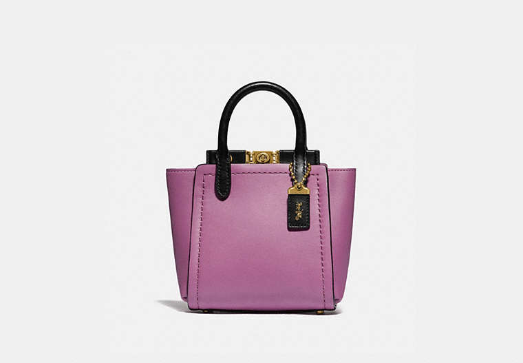 COACH®,TROUPE TOTE 16 IN COLORBLOCK,Leather,Medium,Brass/Lilac Berry Multi,Front View