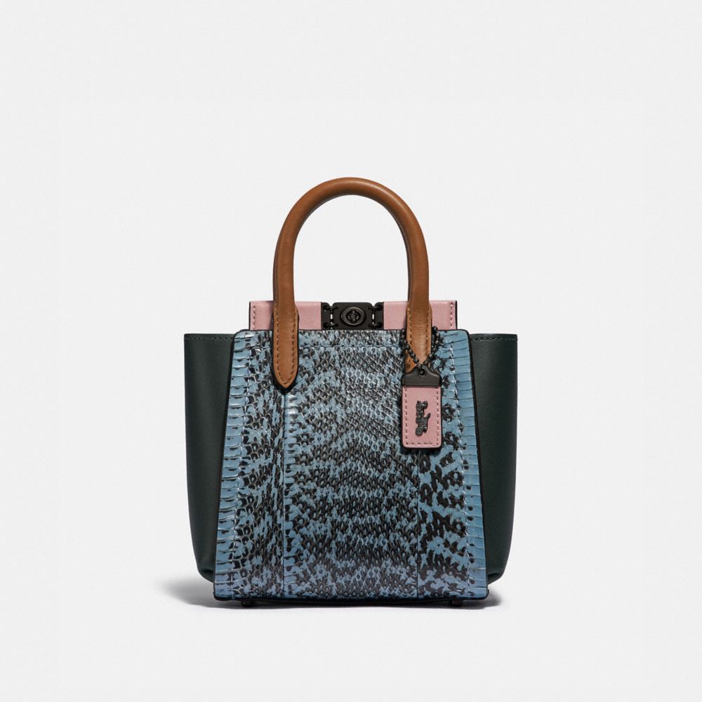 Troupe tote 16 in signature canvas with snakeskin detail sale