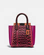 COACH®,TROUPE TOTE 16 IN SNAKESKIN,Leather,Small,Pewter/Hibiscus Multi,Front View