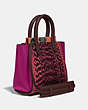 COACH®,TROUPE TOTE 16 IN SNAKESKIN,Leather,Small,Pewter/Hibiscus Multi,Angle View