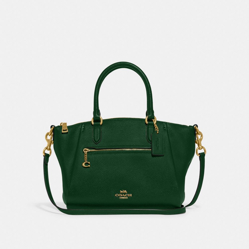 COACH®,ELISE SATCHEL BAG,Medium,Brass/Dark Pine,Front View