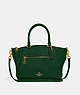 COACH®,ELISE SATCHEL BAG,Pebbled Leather,Medium,Brass/Dark Pine,Front View