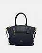 COACH®,ELISE SATCHEL BAG,Pebbled Leather,Medium,Gold/Midnight Navy,Front View