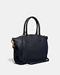 COACH®,ELISE SATCHEL BAG,Pebbled Leather,Medium,Gold/Midnight Navy,Angle View