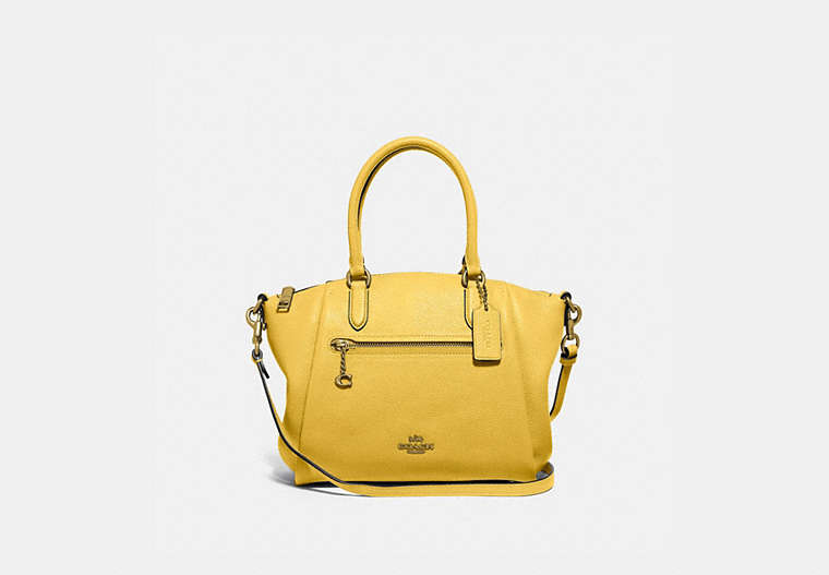 COACH®,ELISE SATCHEL BAG,Pebbled Leather,Medium,Gold/Sunlight,Front View