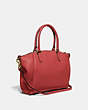COACH®,ELISE SATCHEL BAG,Pebbled Leather,Medium,Gold/Tangerine,Angle View