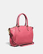 COACH®,ELISE SATCHEL BAG,Pebbled Leather,Medium,Gold/Watermelon,Angle View