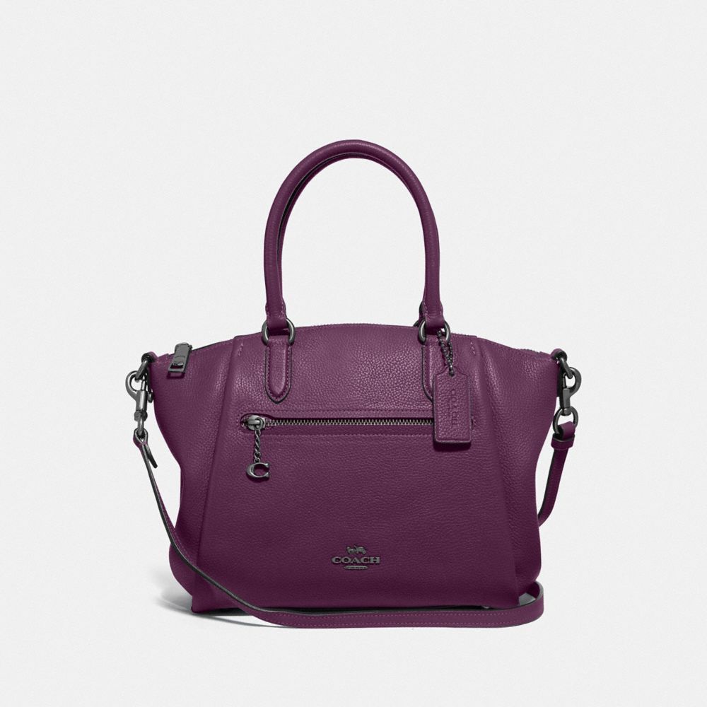 COACH®,ELISE SATCHEL BAG,Medium,Gunmetal/Boysenberry,Front View image number 0