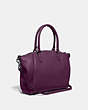 COACH®,ELISE SATCHEL BAG,Pebbled Leather,Medium,Gunmetal/Boysenberry,Angle View