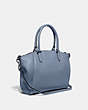 COACH®,ELISE SATCHEL BAG,Pebbled Leather,Medium,Gunmetal/Bluebell,Angle View