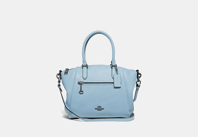 COACH®,ELISE SATCHEL,Pebbled Leather,Medium,Pewter/Waterfall,Front View