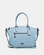 COACH®,ELISE SATCHEL BAG,Pebbled Leather,Medium,Pewter/Waterfall,Front View