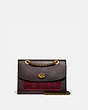COACH®,PARKER WITH SNAKESKIN DETAIL,Smooth Leather/Exotic,Medium,Brass/Deep Red,Front View