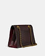 COACH®,PARKER WITH SNAKESKIN DETAIL,Smooth Leather/Exotic,Medium,Brass/Deep Red,Angle View