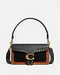 COACH®,TABBY SHOULDER BAG 26 WITH RIVETS,Smooth Leather/Pebble Leather/Suede,Medium,Brass/Black Multi,Front View