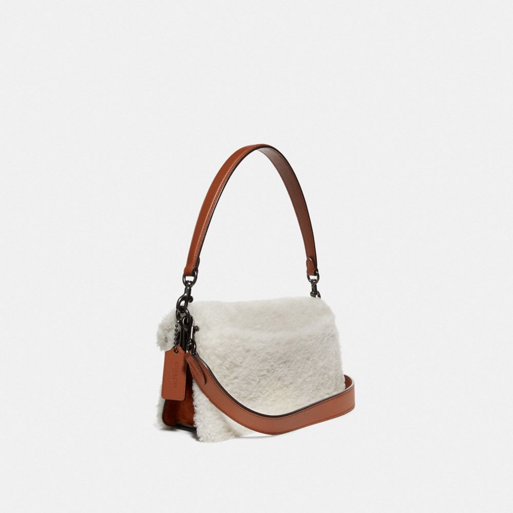 COACH®,TABBY SHOULDER BAG 26,Smooth Leather/Embossed Leather/Suede/Shearling,Medium,Pewter/1941 Saddle,Angle View