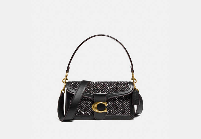 COACH®,TABBY SHOULDER BAG 26,Smooth Leather/Tweed,Medium,Brass/Black/Black,Front View