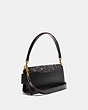 COACH®,TABBY SHOULDER BAG 26,Smooth Leather/Tweed,Medium,Brass/Black/Black,Angle View