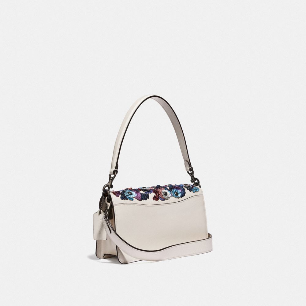 COACH®,TABBY SHOULDER BAG 26 WITH LEATHER SEQUINS,Smooth Leather,Medium,Pewter/Chalk,Angle View