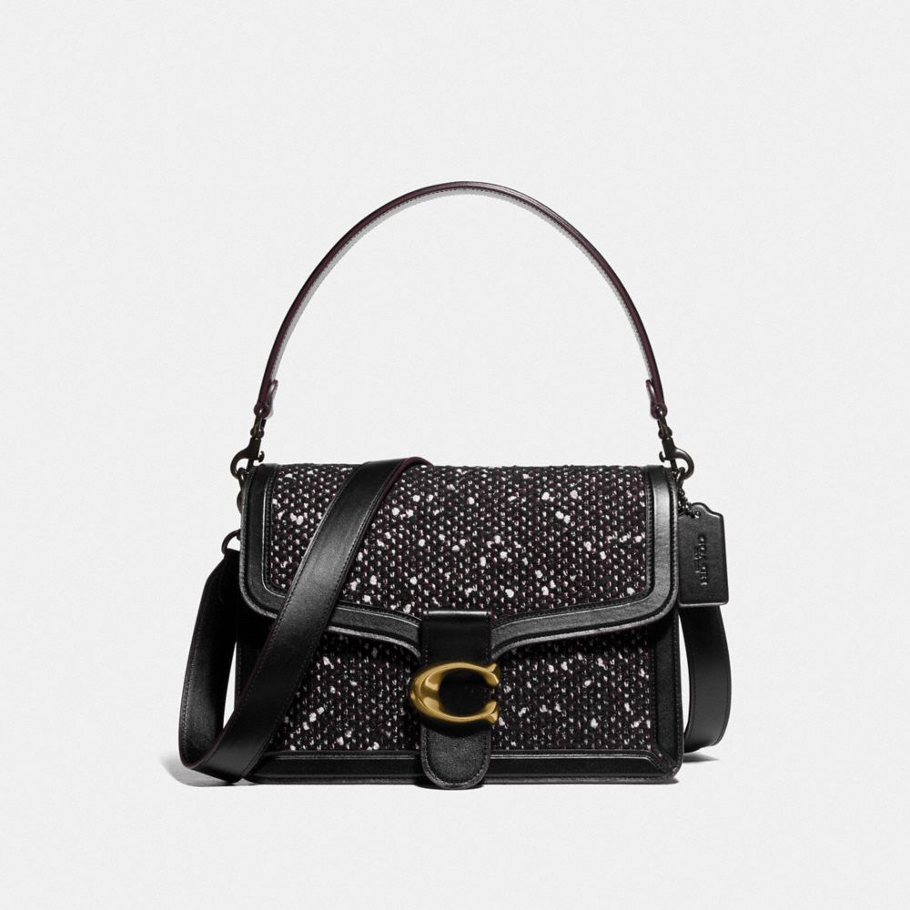 COACH®,TABBY SHOULDER BAG,mixedmaterial,Brass/Black/Black,Front View