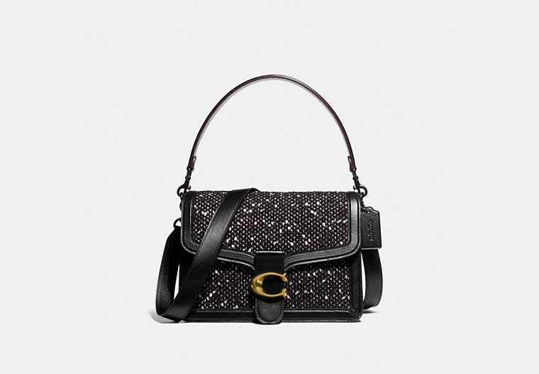 COACH®,TABBY SHOULDER BAG,mixedmaterial,Brass/Black/Black,Front View