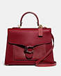 COACH®,TABBY TOP HANDLE,Leather,Large,Brass/Deep Red,Front View