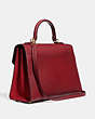 COACH®,TABBY TOP HANDLE,Leather,Large,Brass/Deep Red,Angle View