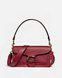 COACH®,TABBY SHOULDER BAG 26,Smooth Leather/Pebble Leather/Suede,Medium,Brass/Deep Red,Front View