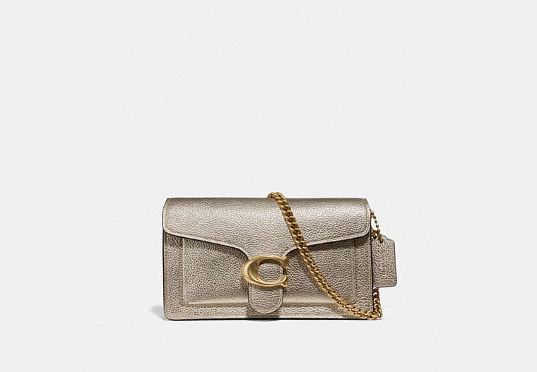 COACH®,TABBY CHAIN CROSSBODY,Leather,Brass/Platinum,Front View